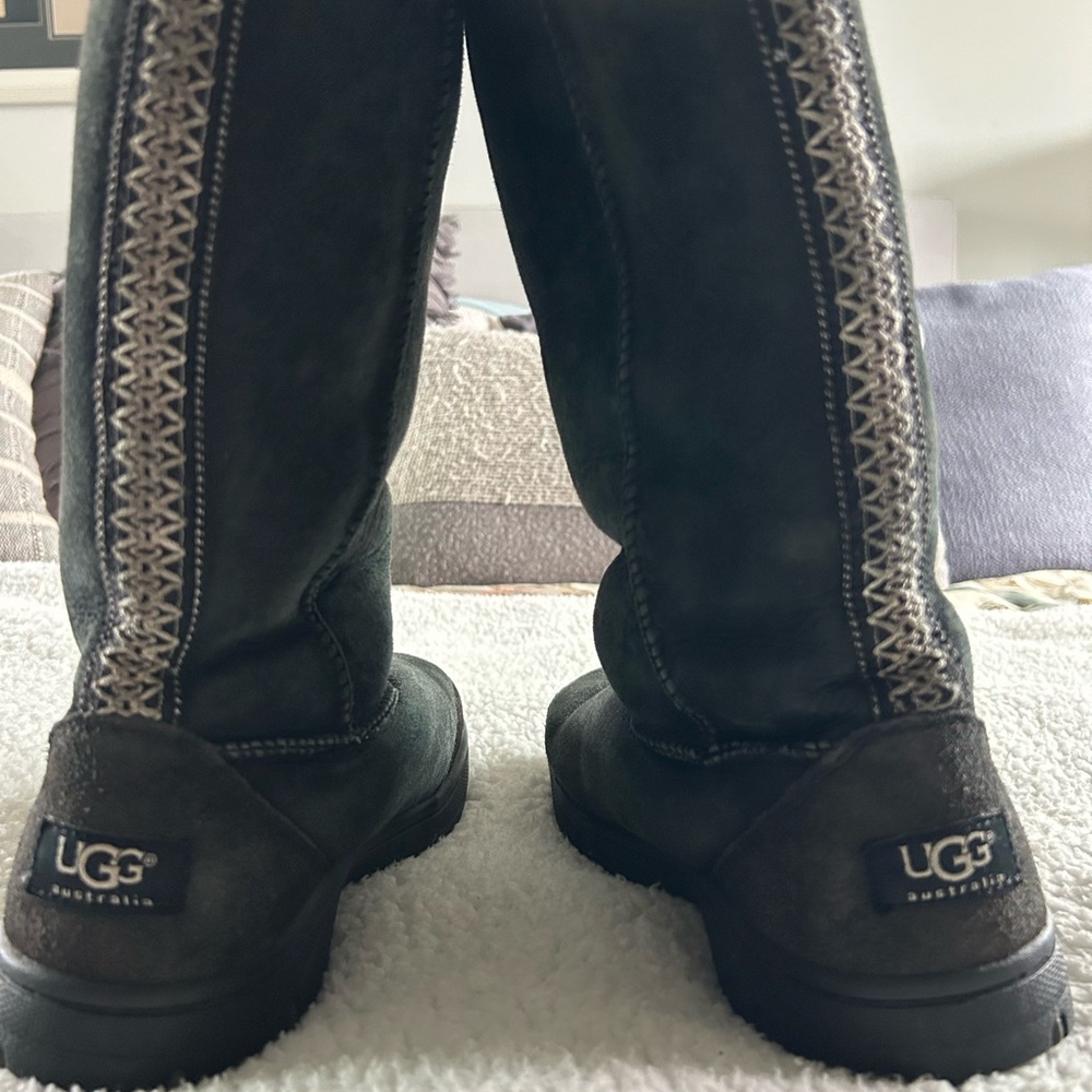 UGG Dark Suede Boots with Stitching